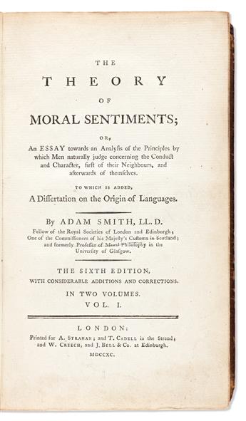 [Economics] Smith, Adam (1723-1790) The Theory of Moral Sentiments, Author's Presentation Copy.